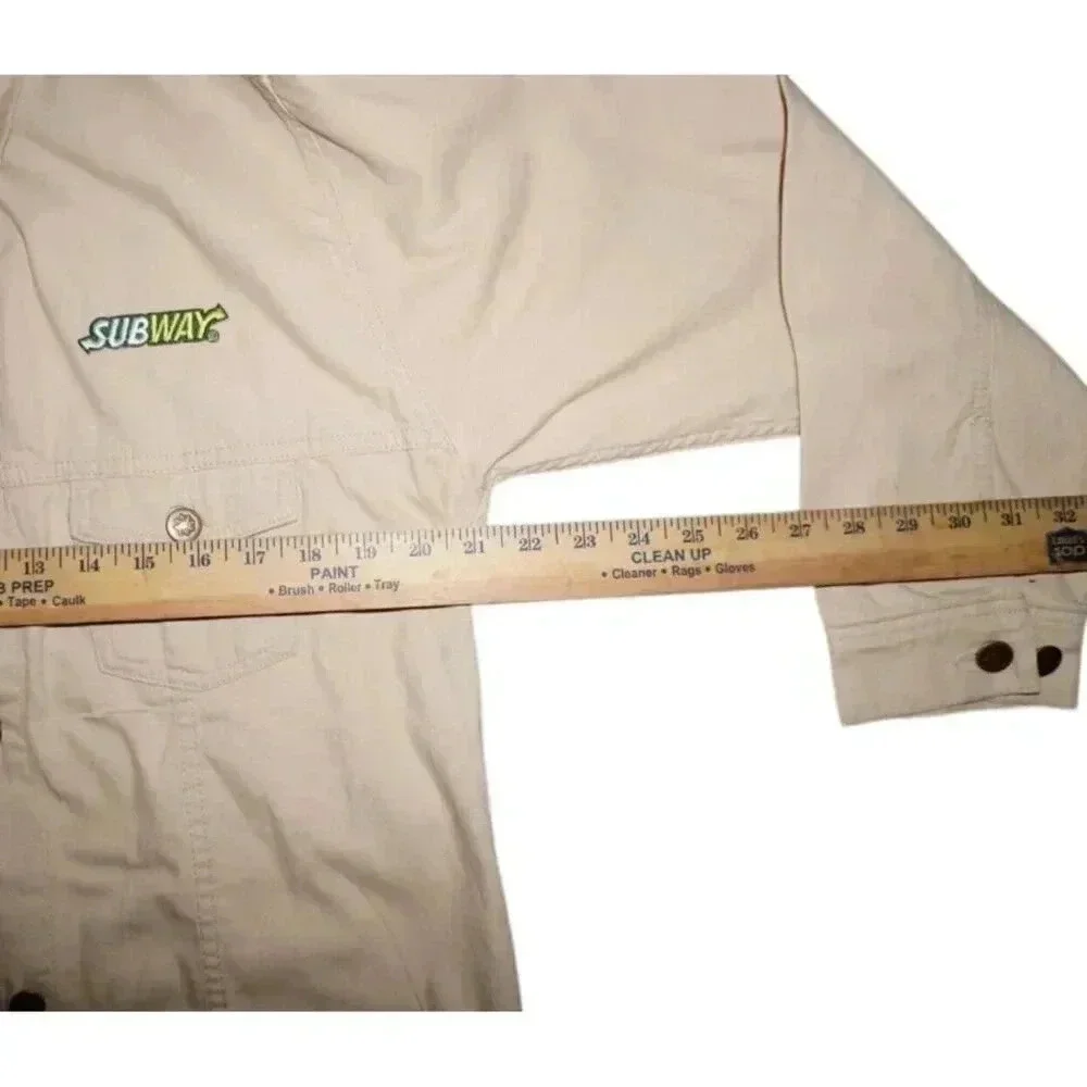 VTG Subway Sandwiches Womens M Restaurant Promo Tan Denim Jean Jacket RARE
